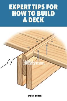 the instructions for how to build a deck with pictures on it and text that says expert tips