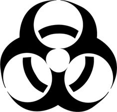 a black and white biohazard symbol on a white background