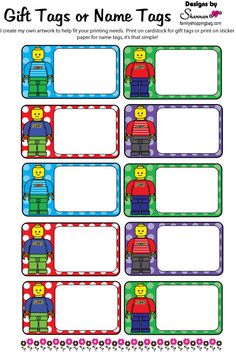 printable lego character name tags for kids to use in the classroom or at home