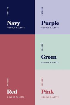 four different color palettes with the same font