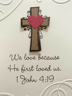 a card with a cross and a heart on it