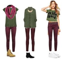 Outfit Pantalon Vino, Burgundy Pants Outfit, Wine Pants, Maroon Jeans, Outfits Con Jeans, Burgundy Outfit, Burgundy Pants, Burgundy Jeans, Outfit Primavera