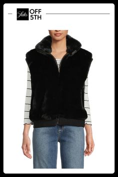 This Warm And Comfy Vest From Surell Is Crafted Of Faux Fur With A Ribbed Hem For Better Fit And Style. Stand Collar Sleeveless Two Front Pockets Ribbed Hem Zip Front 100% Faux Fur Acrylic Lining: Polyester Fur Type: Faux Dry Clean Only Imported Size & Fit Model Measurements: 5’10 Tall Model Is Wearing A Us Size Small. Center Core - W Cw Accessories > Saks Off 5th. Surell. Color: Black. Size: Sundefined Cole Haan Men, Swimwear Dress, Boys Romper, Tall Model, Fall Trends, Cashmere Sweaters, Model Measurements, Girls Shopping, Stand Collar