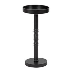 a small black table with a metal base