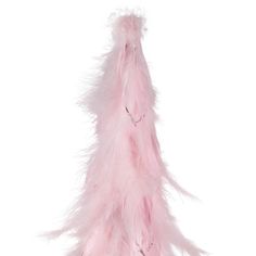 a pink feathered bird toy on a white background