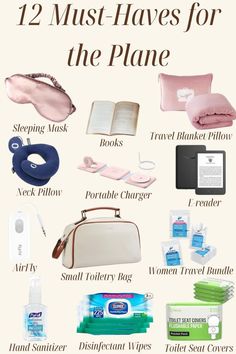 Plane Trip Essentials, Plane Must Haves, Travel Essentials Long Flights, Plane Travel Tips, Plane Travel Essentials, Long Haul Flight Essentials