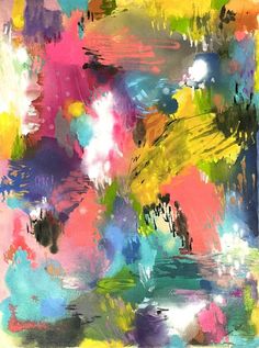 an abstract painting with lots of colors on it