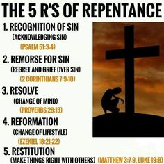 the 5 r's of repentance are 1 recognition of sin 2 rejoicings for sin 3