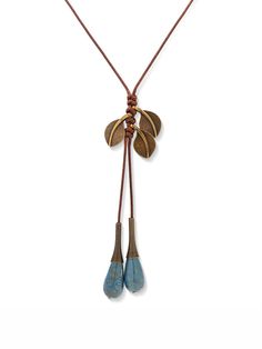 PRICES MAY VARY. Beautiful long boho necklace features a unique combination of two blue ceramic beads and three lucky leaves Easy to wear on 23.6 inch faux leather cord without clasp, just put over the head and you're ready to go Give this stunning piece of bohemian jewelry as a great Valentine's Day, Christmas, birthday, or anniversary gift A nice addition to any jewelry collection that surely makes you stand out from the crowd in style If there is any problem with your purchase, feel free to c Leather Gemstone Necklace, Bohemian Necklace Boho Chic, Necklaces Trend 2024, Leather Pendant Necklace, Vintaj Jewelry, Leather Cord Jewelry, Long Boho Necklace, Jump Ring Jewelry, Plate Jewelry