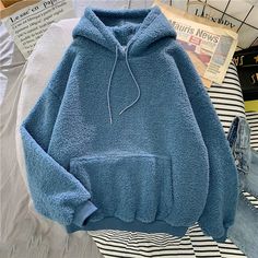 Women Sherpa Fleece Hooded Top Hoodies Long Sleeve Pocket Solid Thick Loose Soft | eBay Harajuku Women, Oversize Pullover, Bag Prada, Womens Sweatshirts Hoods, Oversized Pullover, Womens Fleece, Blue Hoodie, Warm Coat, Teenage Fashion Outfits