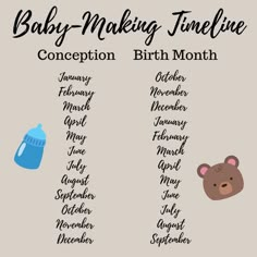 baby - making time line up for the birth month