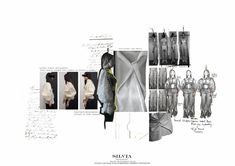 the fashion design process is shown in black and white, with many different pictures on it