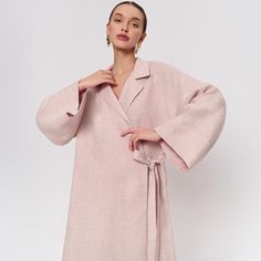 Discover the elegance of our Dusty Pink Linen Dress, a beautiful maxi wrap dress designed for comfort and style. Featuring kimono long sleeves, this oversized robe dress offers a relaxed fit, perfect for any occasion. Made from breathable, natural materials, it's an ideal choice for warm weather or layering in cooler months. This loose dress effortlessly combines versatility and sophistication, making it a must-have addition to your wardrobe. Elevate your style with this unique piece that celebrates both fashion and comfort. * All clothing made from washed European blend linen (60% linen and 40% cotton) * OEKO-TEX certified fabric (no harmful chemicals used in production) * Maxi length * Long sleeves * Hidden button behind * From XS to Plus size * Perfect choice for summer TAKING CARE: * m Dress With Kimono, Pink Linen Dress, Elegant Summer Dresses, Capsule Wardrobe Outfits, Natural Clothing, Wardrobe Outfits, Pink Linen, Dress Maxi, Loose Dress