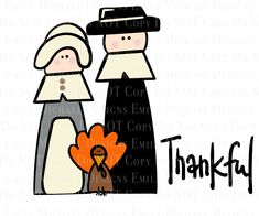 a thanksgiving clipart with two people and a turkey