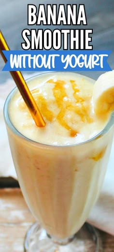 This easy Banana Smoothie Without Yogurt is the perfect breakfast smoothie or snack idea. This healthy smoothie recipe is a creamy and refreshing treat. Made with bananas, peanut butter and sweetened with a dash of honey. Milk And Banana Smoothie, Low Calorie Banana Smoothie, Banana Drinks Smoothies, Banana Smoothie Recipe No Yogurt, Simple Banana Smoothie Recipe, How To Make Banana Smoothie, Non Fruit Smoothies, How To Make A Banana Smoothie, Banana Smoothie No Yogurt