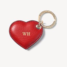 Small Heart Keyring in Cardinal Red Pebble | Aspinal of London Laser Engraved Metal, Beauty Pie, Key Keychain, Handbag Essentials, Heart Keyring, Girly Room, Leather Keyring, Aspinal Of London, Heart Keychain