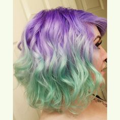 #80: Gorgeous purple & mint green! Her Insta is amazing Green Hair Dye Ideas, Purple And Green Hair, Lilac Hair Color, Green Hair Dye, Hair Dye Ideas, Mint Hair, Nails Purple, Haute Hair