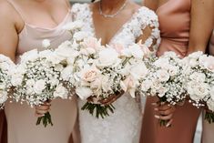 Babies breath, blush roses, white flowers bouquet. Soft colors and airy wedding design. White Bridal Bouquets, White Flowers Bouquet, Bride Wedding Bouquet, White Flower Bouquet, Airy Wedding, Wedding Bouquets Pink, Summer Bride, Babies Breath