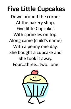 a poem with an image of a cupcake in the middle and words above it