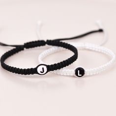 ● How to Order ✓ Pick your 1st and 2nd Bracelets Colors via dropdown menu (Please see last photo for Colors details). ✓ Please Type Your custom Initials and specify letters beads color you want in customization section as in the example. ex: #1 B (Gold Letter) #2 C (Black Gold Letter) ✓ Please let me know via personalization section If you have special request. I will be happy to fulfill your wishes. ●About Bracelets ✓ These Initials bracelets are all be adjustable sliding knot. These bracelets can adjustable for all size between 6 - 12 inches (15 cm - 30 cm) ✓ These bracelets has made %100 Handmade ✓ These Bracelets are made by Healty materials ✓ Bracelets are made with sturdy yarn cord and long lasting beads. But they are also very delicate, so be gentle when putting them on and taking t Trendy Letter Jewelry For Friendship, Personalized Casual Jewelry For Friendship, Casual Personalized Jewelry For Friendship, Personalized Cute Black Friendship Bracelets, Casual Personalized Friendship Bracelets For Valentine's Day, White Round Braided Friendship Bracelets, Casual Friendship Bracelets For Mother's Day, White Round Braided Bracelets For Friendship, Personalized Casual Jewelry For Best Friend