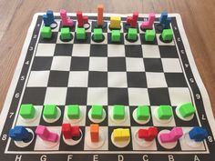 a board game with pieces arranged on it