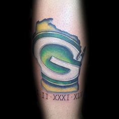 a green bay packers tattoo on the arm