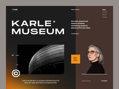 the front and back cover of karle museum, with an image of a woman in glasses