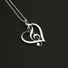 Silver Heart-shaped Music-themed Jewelry, Music-themed Silver Pendant Necklace, Heart-shaped Music-themed Jewelry Gift, Music-themed Silver Heart Jewelry, Music-themed Heart-shaped Jewelry Gift, Music-themed Pendant Necklace As Gift, Silver Music-themed Necklace For Gift, Music-themed Pendant Necklace, Pear Shaped Diamond Necklace