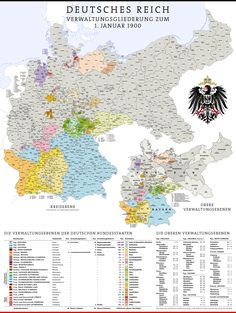 Verwaltungsgliederung des deutschen Reiches (administrative divisions of the second empire) 1900 Free Genealogy Sites, Ancestry Family Tree, Genealogy Free, Ancient Maps