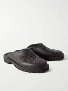 Black Logo-Perforated Rubber Clogs | GUCCI | MR PORTER Gucci Black Mules With Round Toe, Black Gucci Mules With Round Toe, Gucci Slip-on Mules, Gucci Slip-on Mules With Leather Sole, Gucci Mules With Leather Sole And Round Toe, Half Shoe, Statement Socks, Gucci Collection, Rubber Clogs