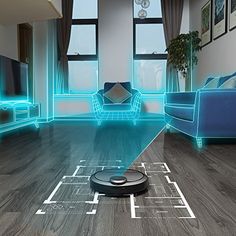 a room that has a robot on the floor