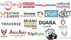 many different types of travel logos on a white background