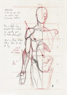 a drawing of a man's torso and arm, with lines drawn on it