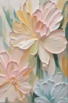 an abstract painting of flowers in pastel colors