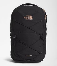 Northface Backpacks Jester, Northface Backpacks Black, Black And Rose Gold North Face Backpack, Northface Backpacks Aesthetic, North Face Backpack Aesthetic, North Face Backpack School, Black North Face Backpack, North Face Backpacks