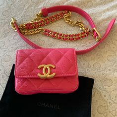 Very Cute Chanel Pink Belt Bag Caviar Leather With Gold Hardware, Has Tiny Scratch On The Cc Infront, 10000% Authentic! Comes With Dustbag. Authenticity Sticker Intact! No Scuffs, No Stains Inside! Pink Belt Bag, Chanel Belt Bag, Chanel Pink, Pink Belt, Pink Chanel, Chanel Bags, Belt Bag, Gold Hardware, Dust Bag