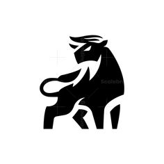 a black and white bull logo on a white background