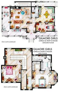 two floor plans for a house with different rooms