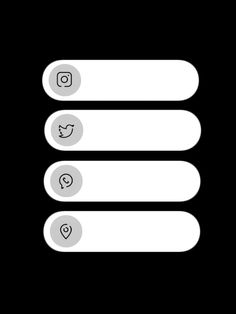 three white buttons on a black background with the word'social'in different languages