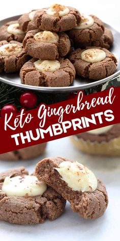 keto gingerbread thumbprints cookies on a platter