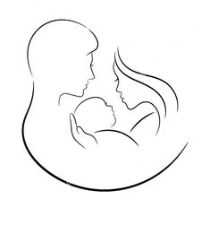 a mother holding her baby in her arms and the child's face is drawn