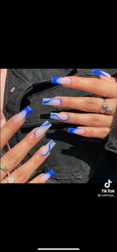 Colourful Acrylic Nails, Blue Prom Nails, Blue Ombre Nails, Royal Blue Nails, Social Service, Graduation Nails, Red Acrylic Nails