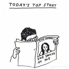 a person reading a book with the caption today's top story she smiled at me