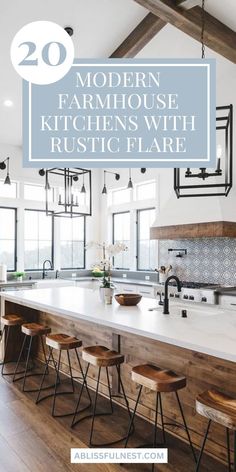 modern farmhouse kitchen with rustic flair and wood flooring is featured in this postcard