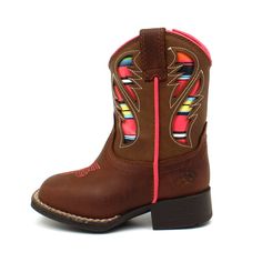 PRICES MAY VARY. Durable and Stylish: Made from genuine leather, these boots offer long-lasting wear and a stylish look that complements any outfit. Vibrant Flora Style: The bright serape underlay and decorative pierced overlay in Flora style add a playful touch of color and unique style that will delight your little one. Easy to Wear: The side zipper and leather boot pulls make these boots easy to put on and take off, perfect for active toddlers. Comfortable Fit: Available in sizes 4-7, these b Cowboy Boots Dress, Boots Dress, Ariat Boots, Little Cowboy, Boot Pulls, Boots Square Toe, Toddler Boots, Western Boot, M F