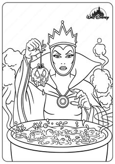 the evil queen is preparing to serve her food coloring pages for kids, printable