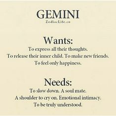 a poem written in black and white with the words gemini, wants to express all their thoughts