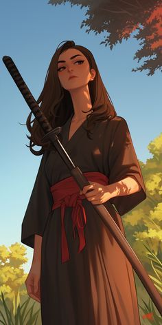 Female Samurai Art, Anime Long Hair, Out On A Limb, The Best Anime, Samurai Artwork, Japanese Warrior, Best Anime