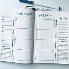 an open planner with the words january written on it