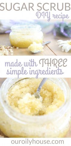 Make a simple homemade sugar scrub using just 3 ingredients. This DIY project makes a perfect gift, or great for pampering yourself. Add olive oil, organic cane sugar and essential oils to a small mixing bowl and stir well. Simple Sugar Scrub Recipe, Simple Sugar Scrub, Sugar Body Scrub Diy, Wax Recipe, Sugar Scrub Homemade Recipe, Scrub Recipe Diy, Oreo Torte, Easy Sugar Scrub, Homemade Sugar Scrub